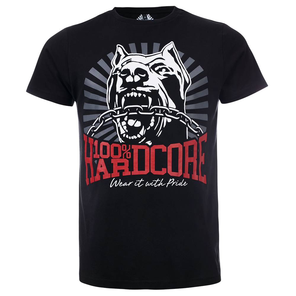 T-shirt 100% Hardcore Dog-1 – czarny, widok przodu